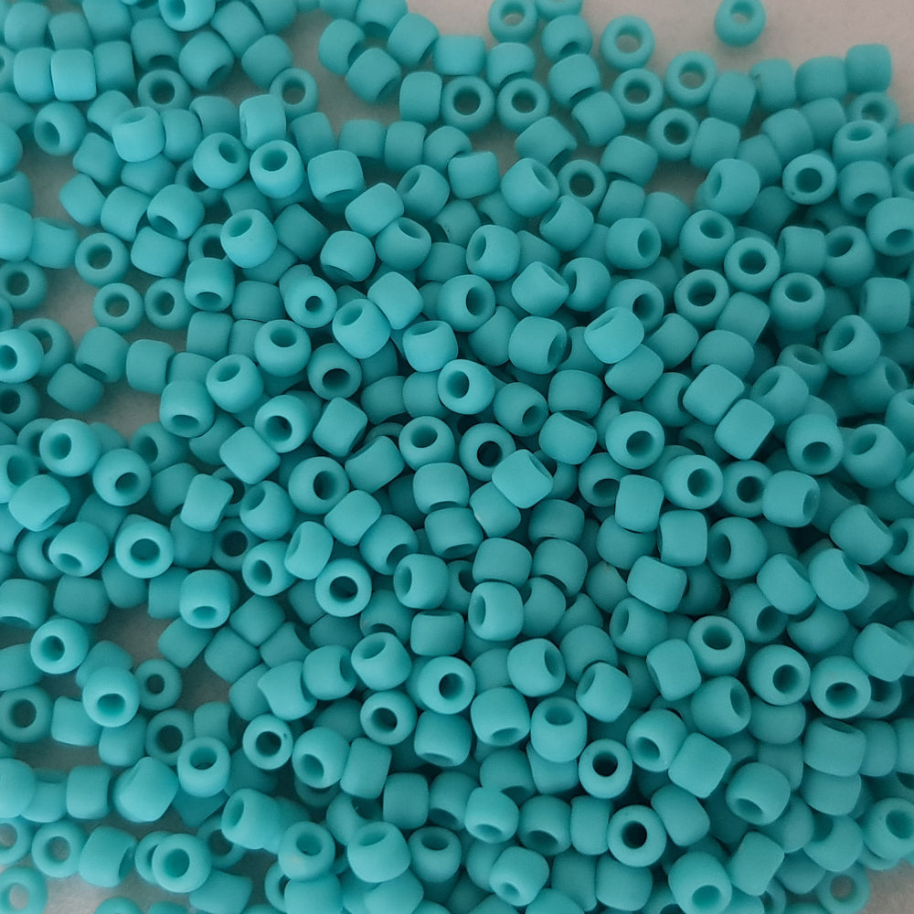 Close up of turquoise frosted beads.
