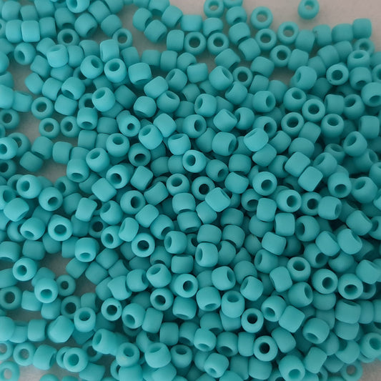 close up turquoise frosted beads.