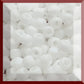 close up white frosted beads