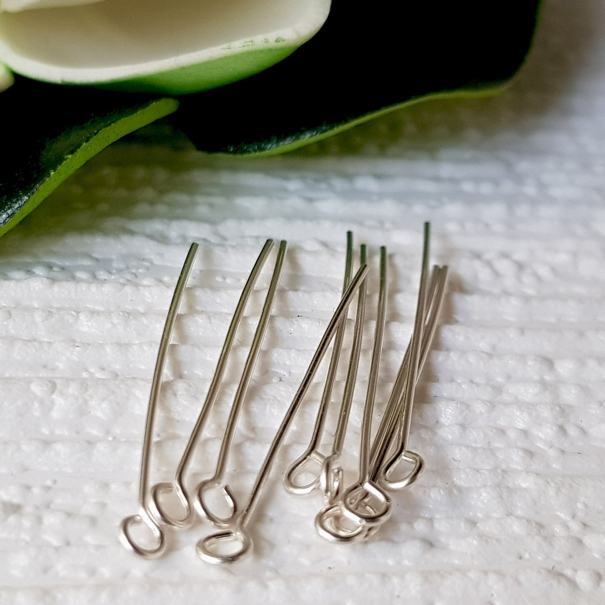 Eye Pins 30mm - 21 gauge (0.7mm) Sterling Silver | SS-GF730/EP | Jewellery Making Supply - Kalitheo 