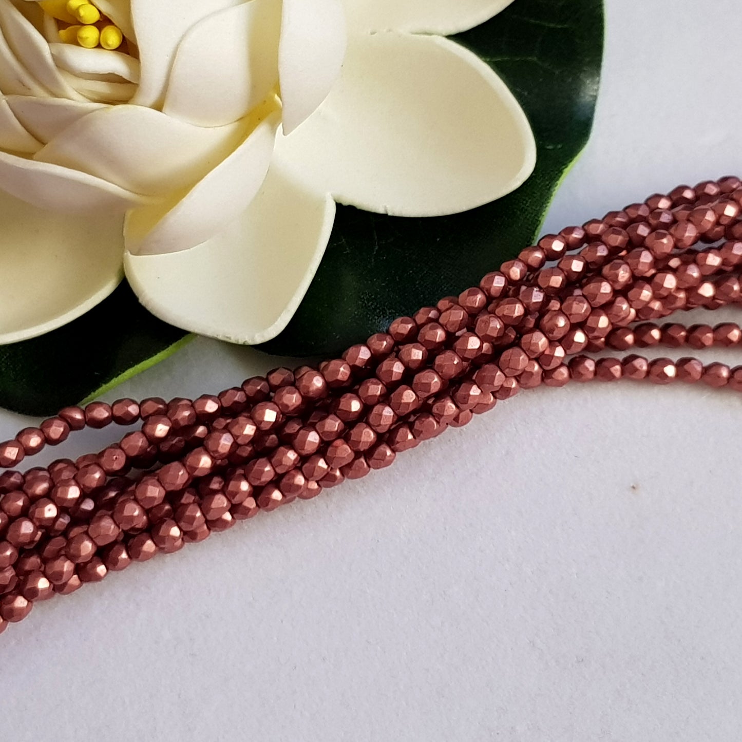 Czech Fire Polished 50 Bead Strand - Suede Gold Lantana 3mm Round Faceted  |  FP-08A02-CB-03 | Beading Supply
