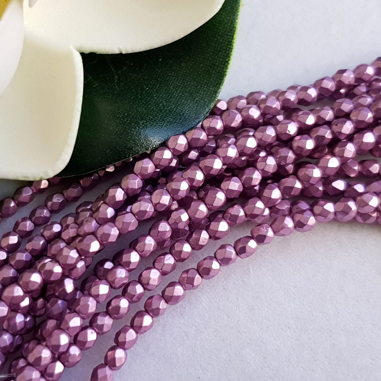 Czech Fire Polished 50 Bead Strand - Suede Gold Orchid 3mm Round Faceted  |  FP-08A03-CB-03 | Beading Supply