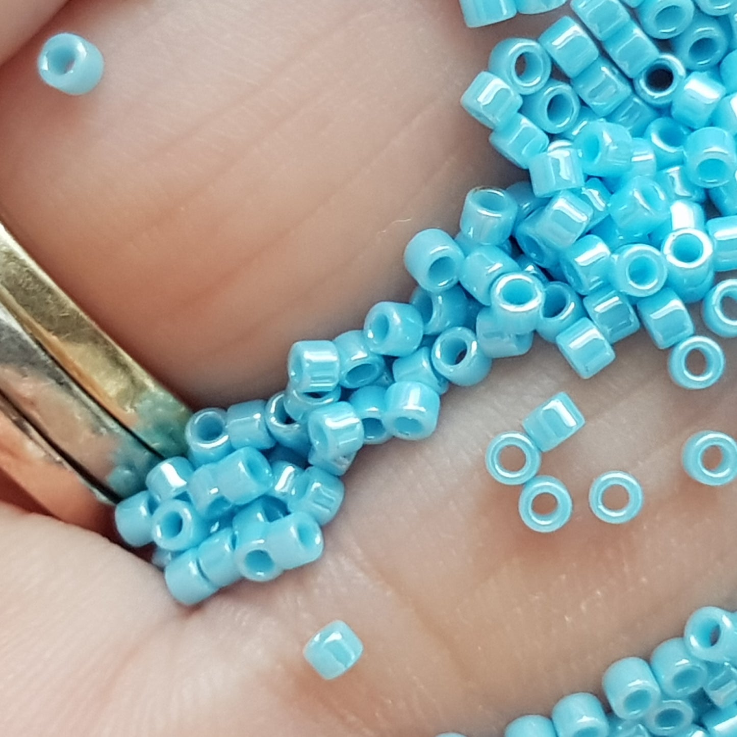 Aiko 11/0 TA-124B Baby Blue Opaque Precision-Cut Cylinder Toho Seed Beads | Beading Supply