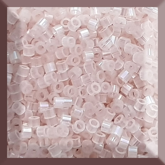 Aiko 11/0 TA-1553 Powder Pink Rainbow Fibre-Optic Iridescent Precision-Cut Cylinder Toho Seed Beads | Beading Supply
