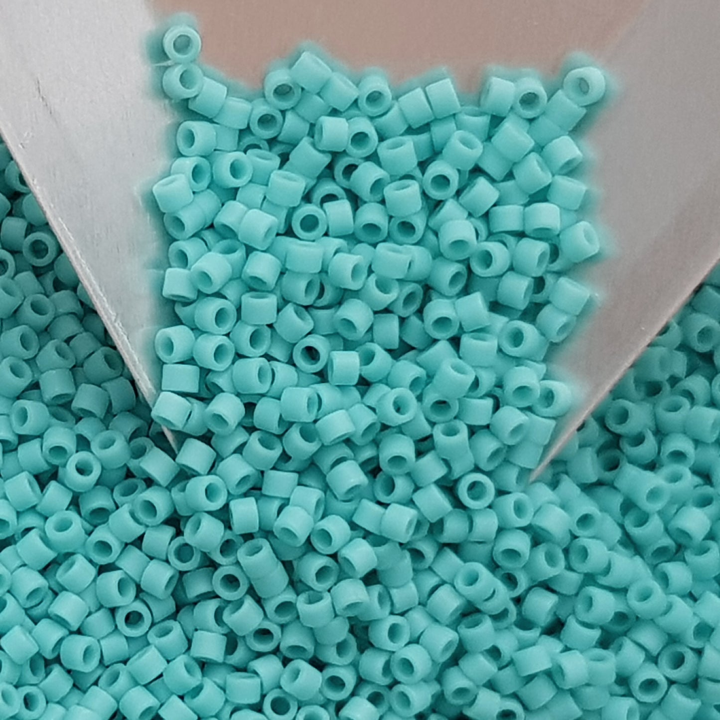 Aiko 11/0 TA-55F Turquoise Frosted Opaque Precision-Cut Cylinder Toho Seed Beads | Beading Supply