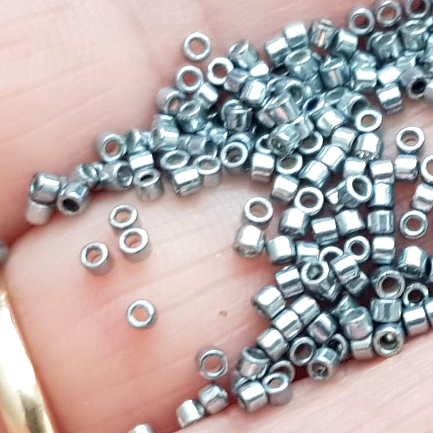 Aiko 11/0 TA-565 Blue Slate Galvanized Precision-Cut Cylinder Toho Seed Beads | Beading Supply