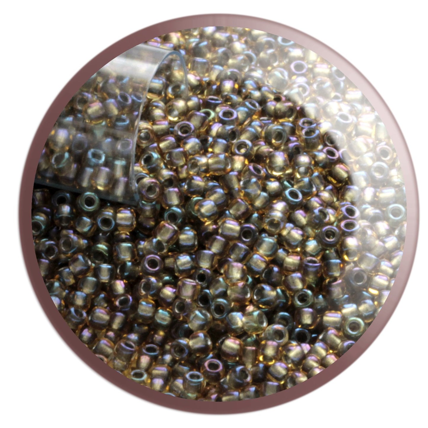 11/0 TR-281 Topaz Rainbow Olive-vine Lined Round Toho Seed Beads - Beading Supply - Kalitheo Jewellery