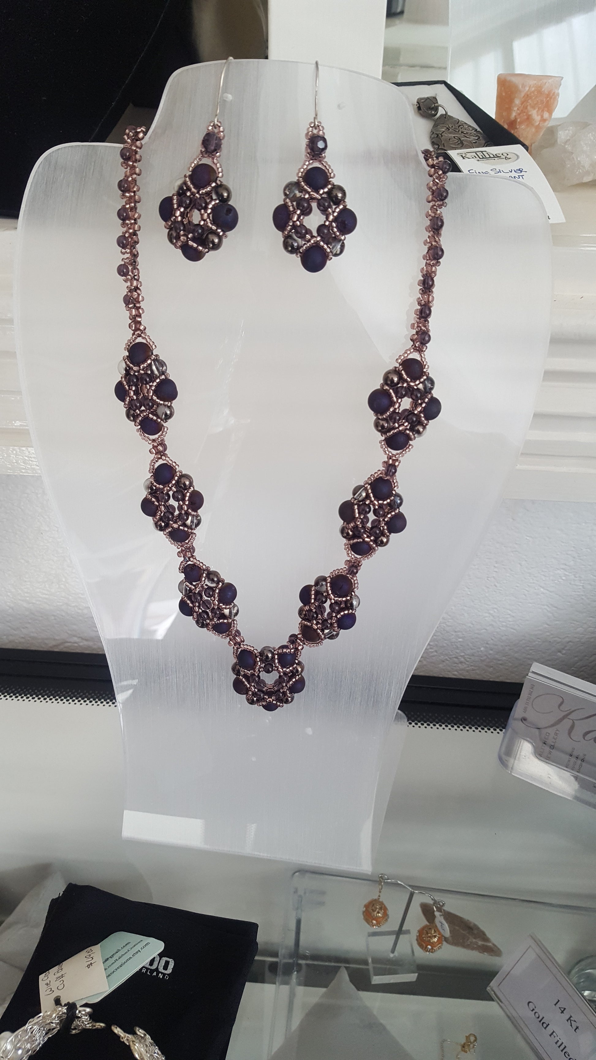 Evening Wonder - Purple Agate Gemstone Beaded Necklace | KJ-330N Handmade Necklace - Kalitheo Jewellery
