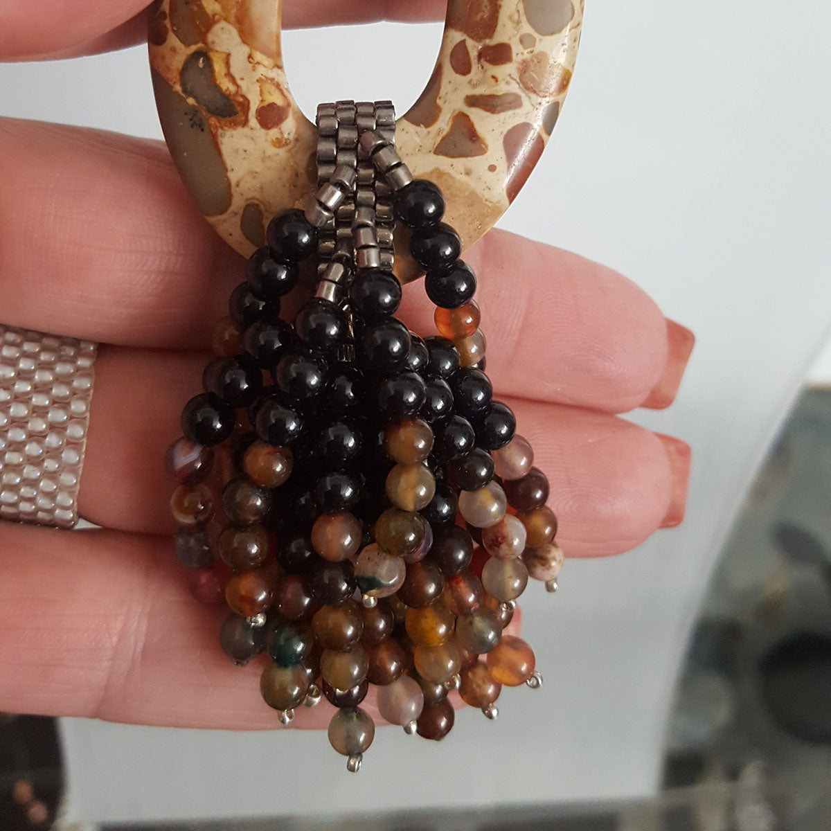 Mothers Day Gift, Jasper and Agate Pendant Necklace | KTC-315 - Kalitheo Jewellery