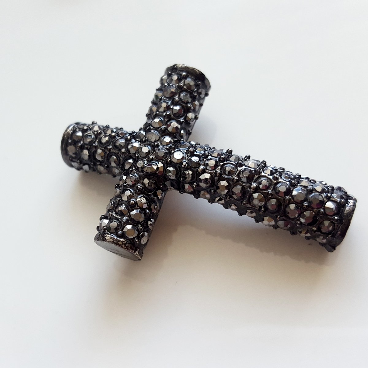 Base Metal Black Cross Connector with black crystals | BM-001 | Jewellery Making Supply - Kalitheo Jewellery