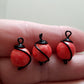 Black Wire Wrapped Peach Dyed Stone 10 mm | WB-005D | Jewellery Making Supply - Kalitheo Jewellery