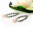 Freshwater Pearl Dangle Hoop Earrings | KJ-412EW | Artisan Earrings