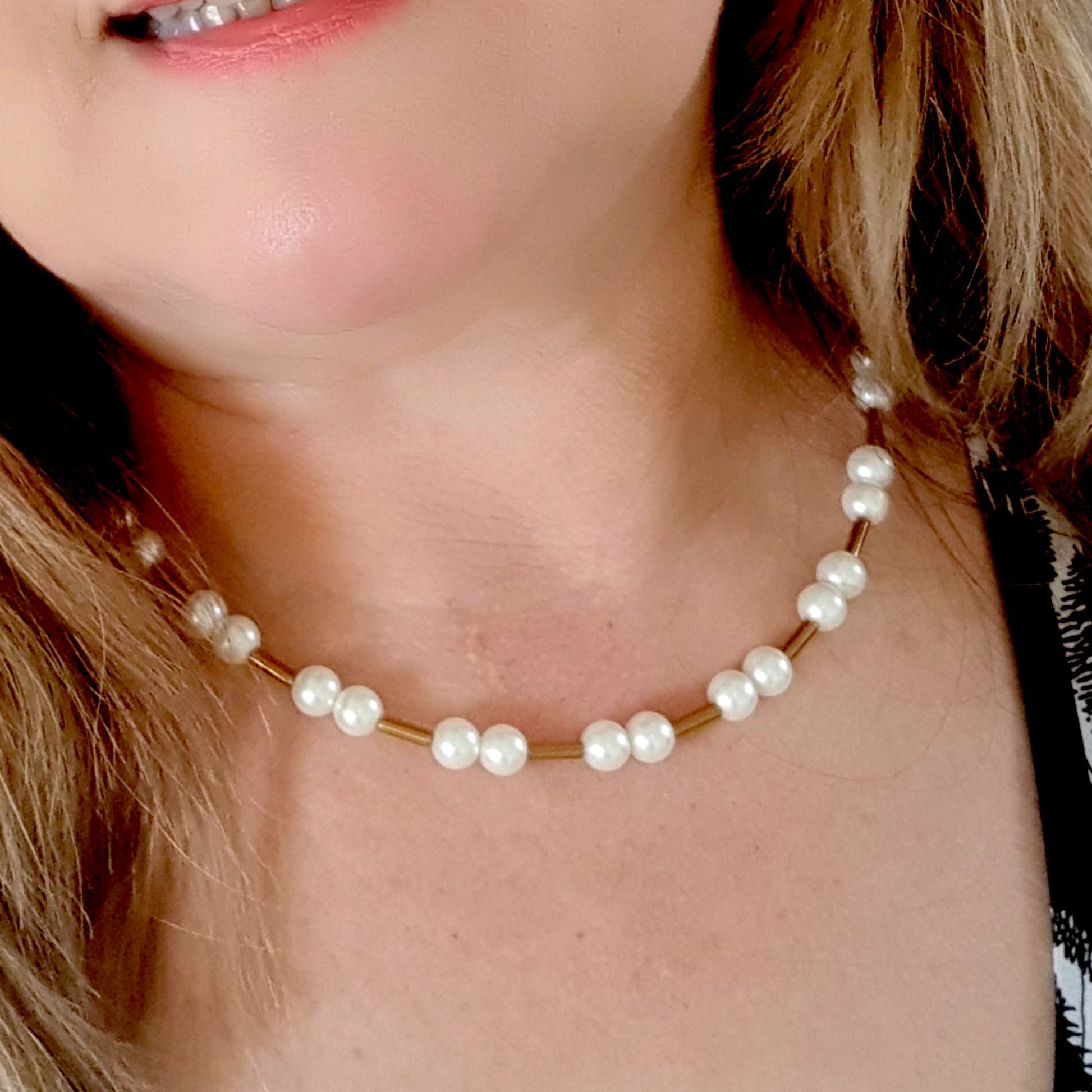 Pearl Necklace - Gift Idea | KJ-407N | Artisan Necklace - Kalitheo 