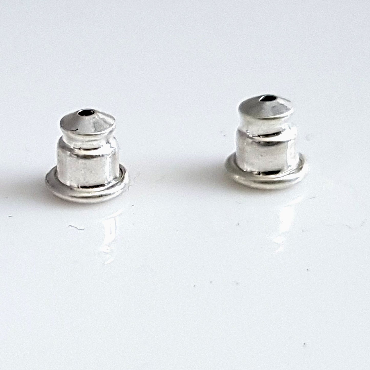 Sterling Silver Bullet Style Ear Backs with Memory Rubber Inserts | SS-007B/EB | Earring Finding - Kalitheo 