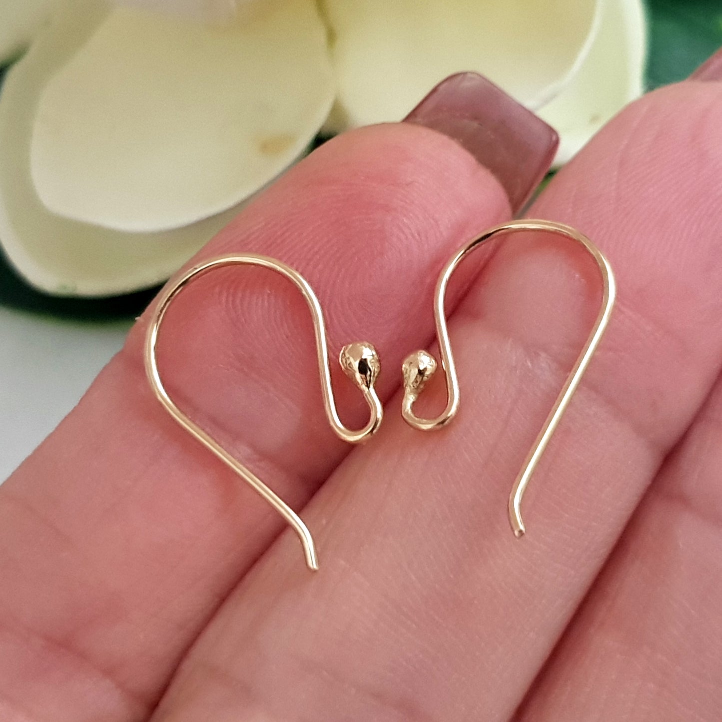 Earring Hooks - Balled Ends 9ct Yellow Gold Hooks Handmade Quality Findings  | YG9-011EH-1 | Earring Findings