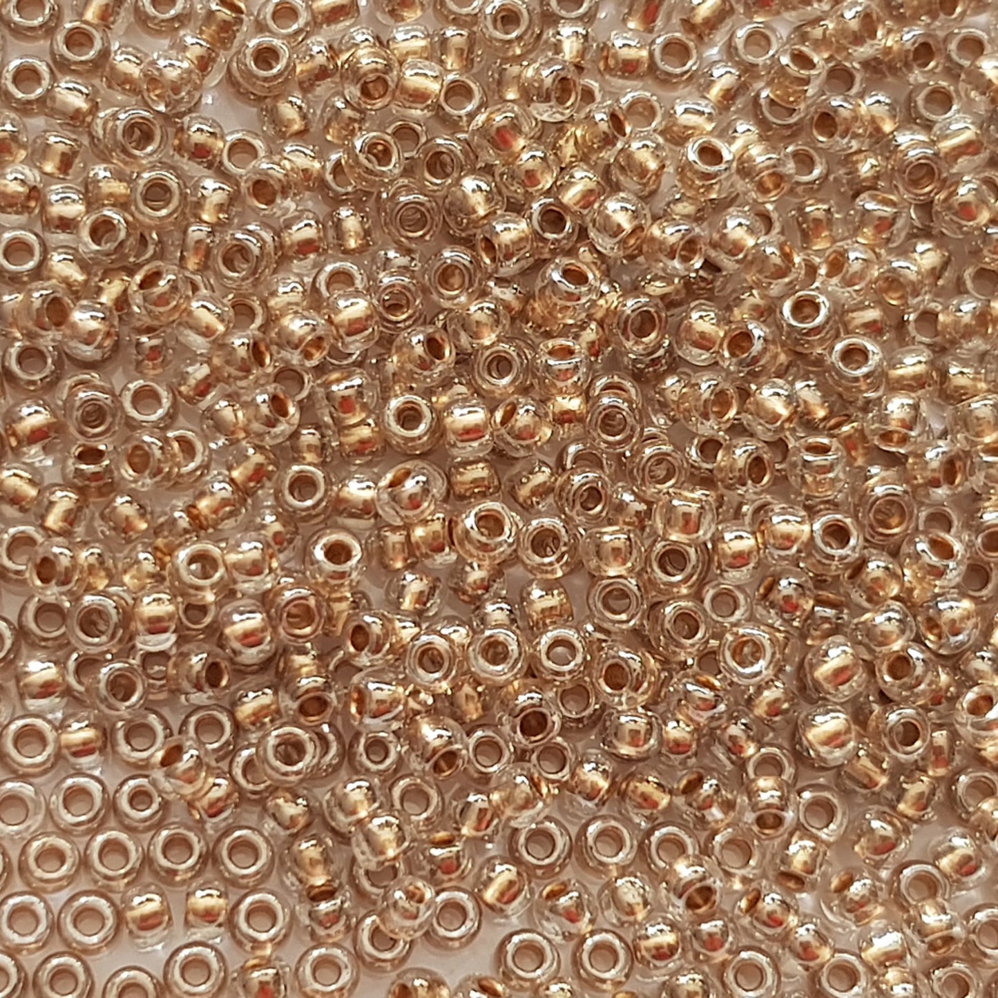 6-0 #989 Crystal Gold Lined Toho Round Seed Beads Square 