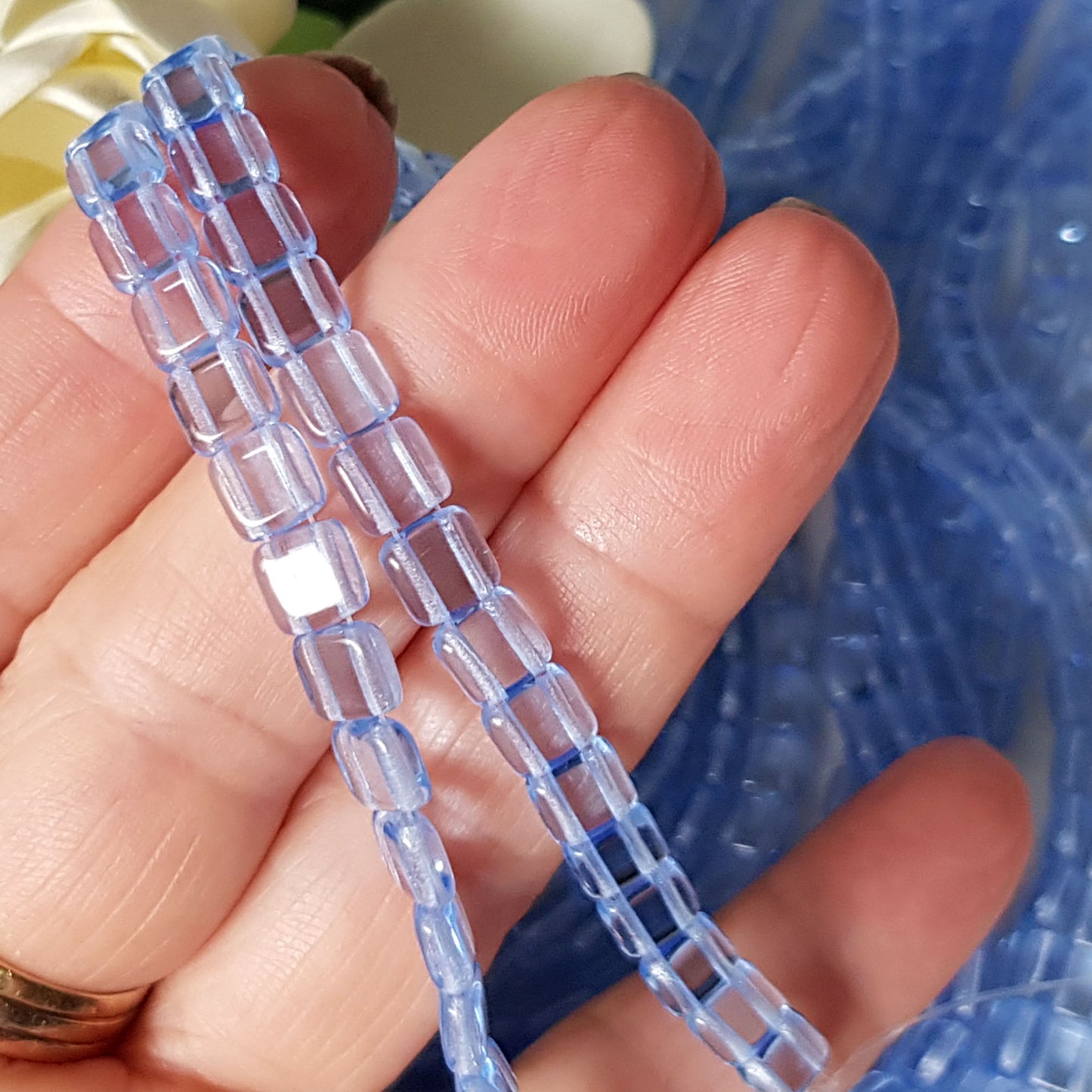 Tile Lt Sapphire Transparent 6mm CzechMate Beads | CZMTile-3002 | Beading Supply