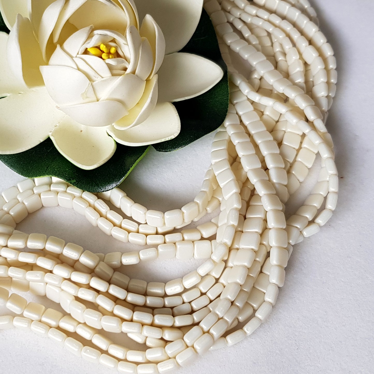 Tile Ivory Sueded Gold 6mm CzechMate Beads | CZMTile-MSG83529 | Beading Supply