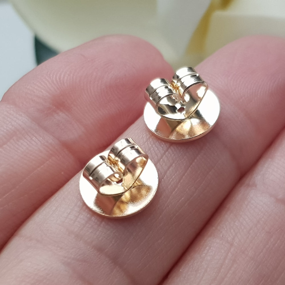 9ct Gold Heavy Duty Earring Backs with Disc | Secure Fit – Kalitheo