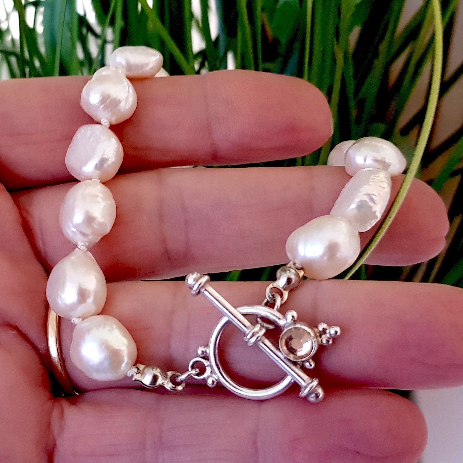 Baroque Freshwater Pearl Handmade Bracelet | KJ-284B - Kalitheo Jewellery