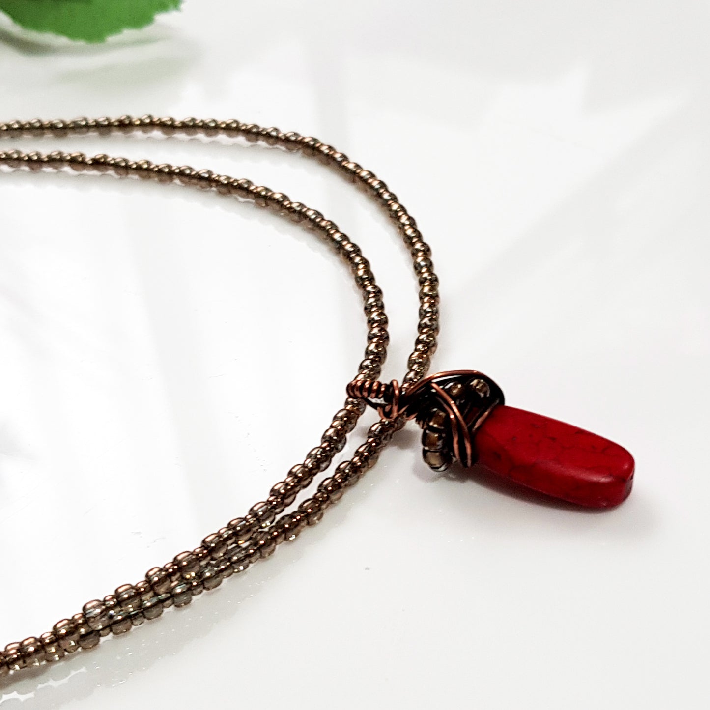 Red Howlite Wrapped Teardrop Handmade Drop Bead | WC-007D | Jewellery Supply - Kalitheo Jewellery