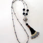 The Enchanted Ball Necklace - Black Beaded Tassel  Statement Necklace | (KJ-390N/BLK ) Handmade Necklace - Kalitheo Jewellery