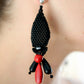KTC-380 Stunning Statement Earrings - Black Agate - Red Howlite - Free Shipping - Kalitheo Jewellery