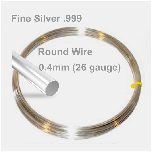 FAB Metals - Fine Silver 999 0.4mm [1mt] Round Wire 26 gauge | FS-0.4W | Jewellery Making Supply