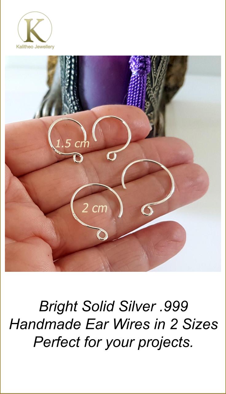 Circle Ear Wires/Hooks (BULK 10 pcs) Silver .999 Handmade | FS-016EH-5 | Jewellery Making Supply - Kalitheo Jewellery