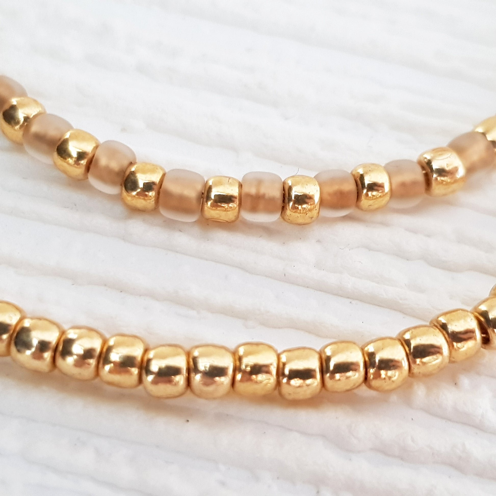 Gold Beaded Bracelets - Stacking Bracelets - Handmade Item.