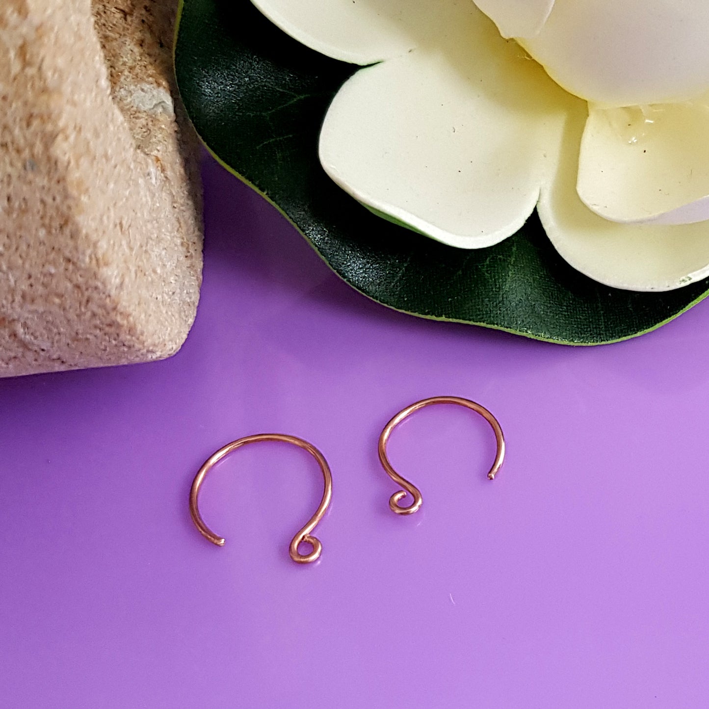 Handmade Copper Circle Ear Wires/Hooks - Jewellery Making Supply (F-C007/EH3) BULK (6 pcs) - Kalitheo Jewellery