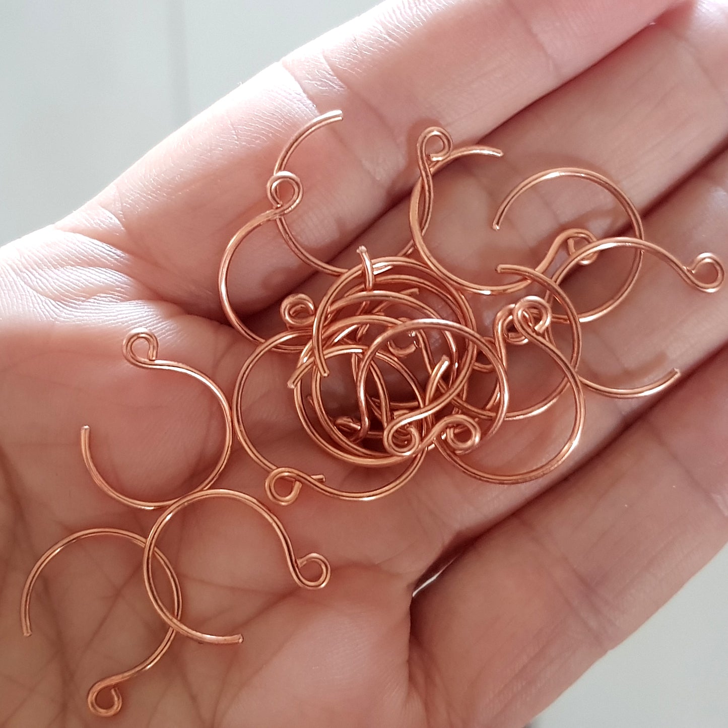 Handmade Copper Circle Ear Wires/Hooks - Jewellery Making Supply (F-C007/EH5 BULK (10 pcs) - Kalitheo Jewellery