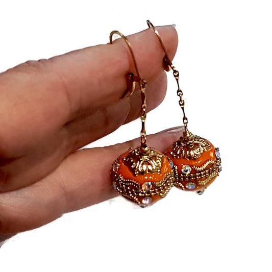 Orange Statement 14kt Gold-filled Earrings | KJ-013E | Artisan Earrings - Kalitheo Jewellery