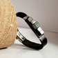 Black Leather Band with Haematite wrapped Mens Bracelet | KJ-287B | Unisex Jewellery - Kalitheo Jewellery