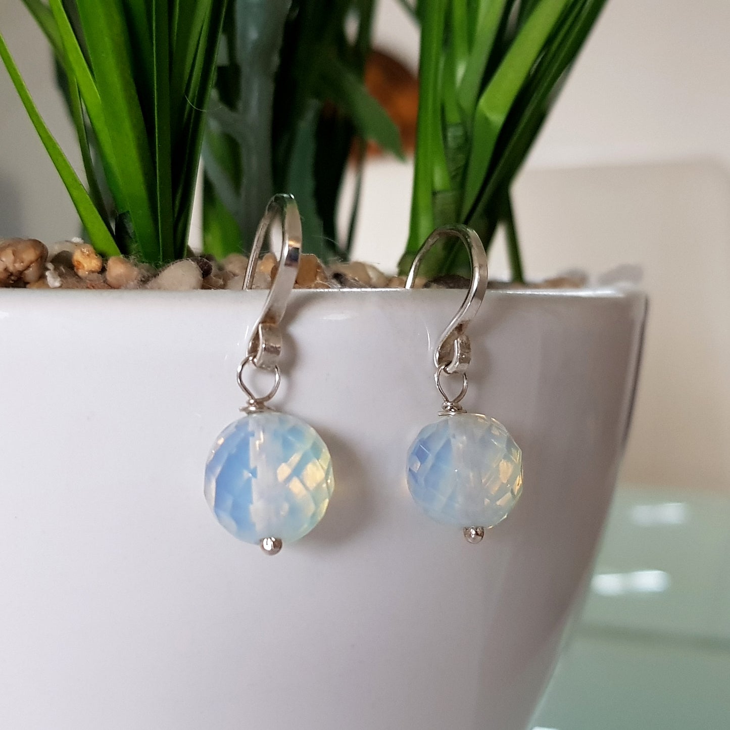Solid sterling silver 925 with Jelly Opal sphere dangles | Kalitheo Jewellery