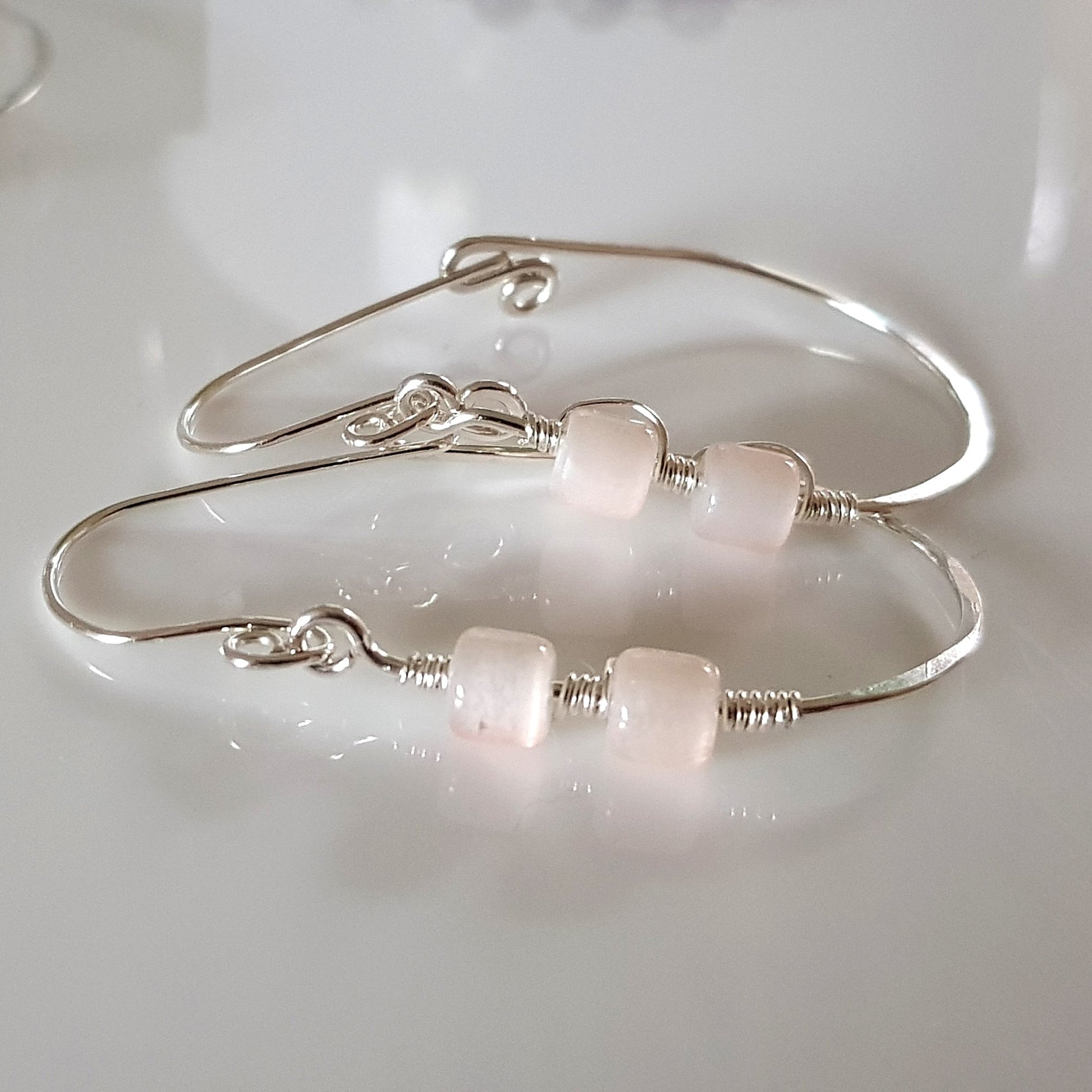 Romance in the Air Gemstone Hoop Pear Earrings | KJ-411HE | Handmade Earrings - Kalitheo Jewellery