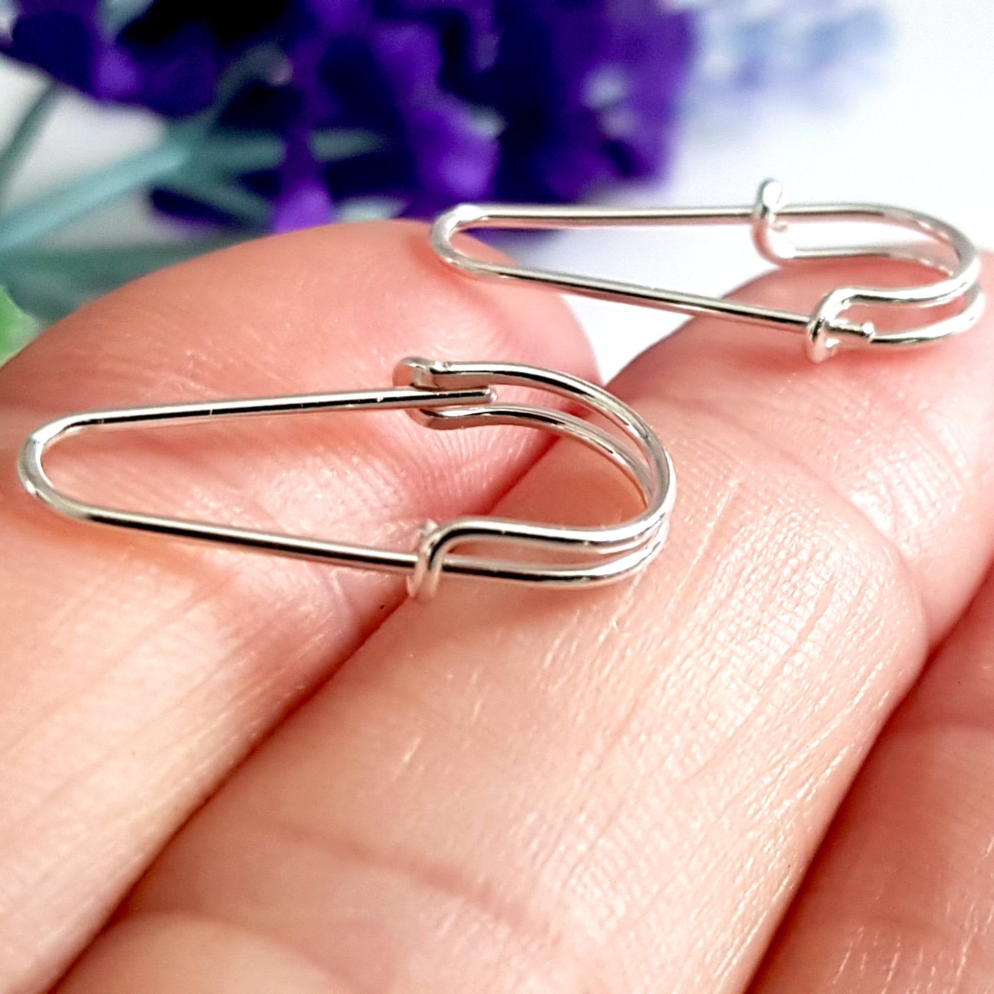 Sterling Silver Earrings Safety Pin Artisan Earrings | Kaltheo