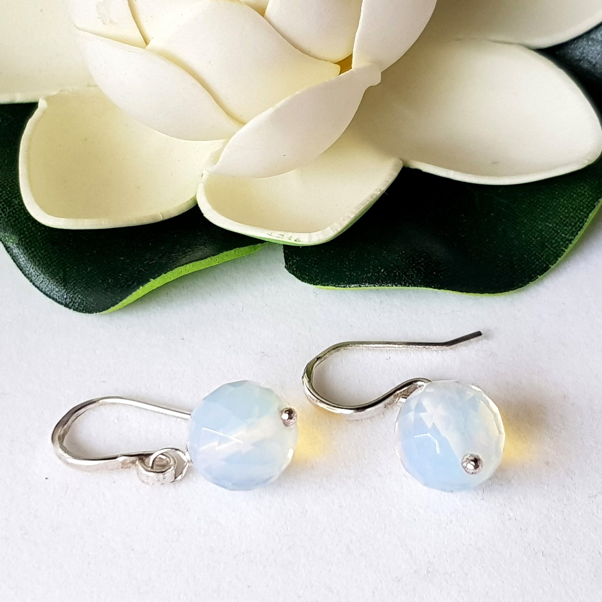Sterling Silver Jelly Opal Dangle Earrings | Kalitheo Jewellery
