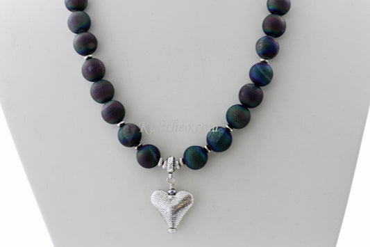 KTC-240 "Peacock Glamour" Agate Necklace - Kalitheo Jewellery