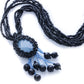 KTC-293 "Aquamarine Mystic" Black  Necklace - Kalitheo Jewellery