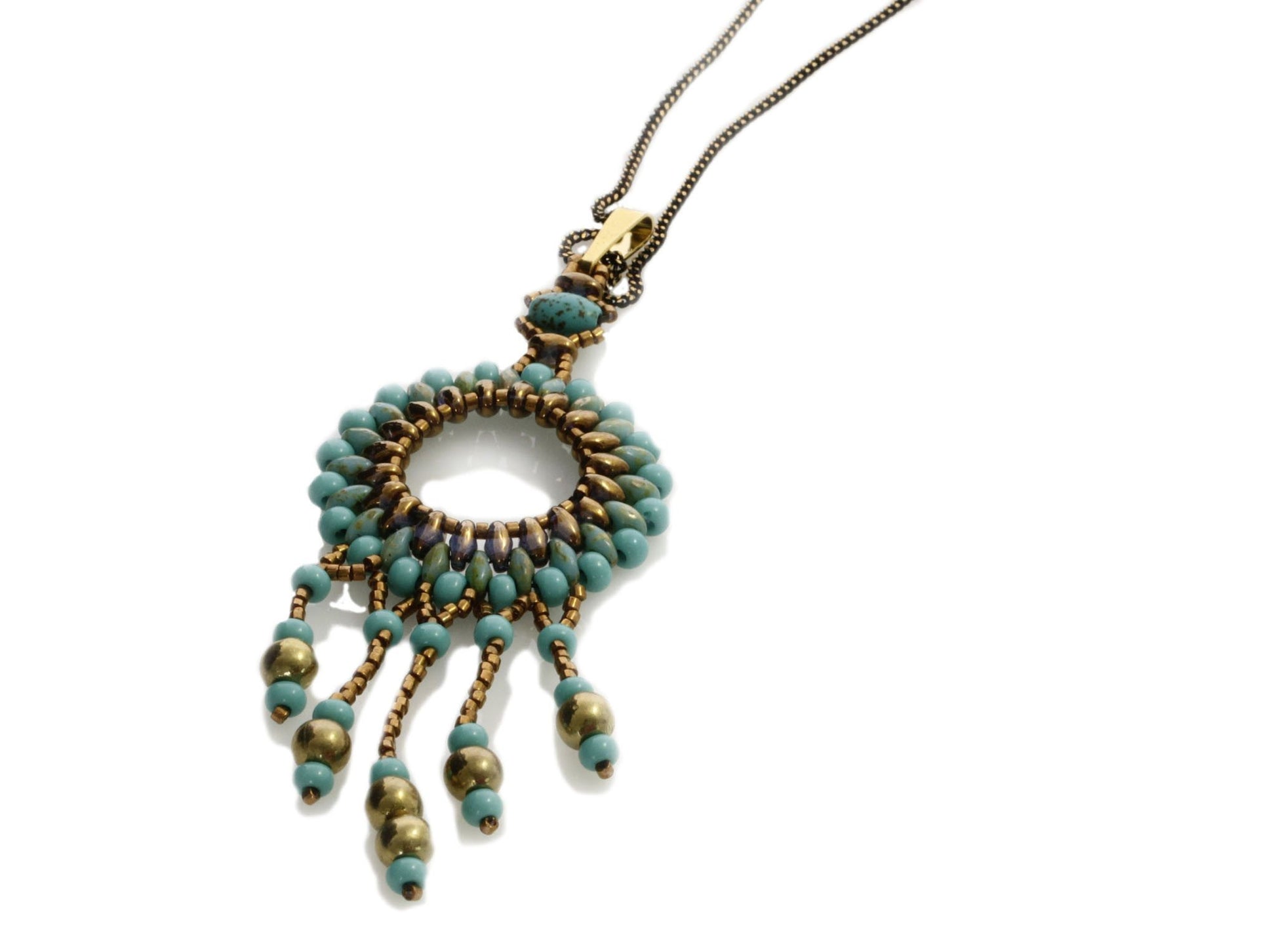 Circle of Life White Pendant Long Necklace | KJ-296N/W | Artisan Necklace - Kalitheo Jewellery