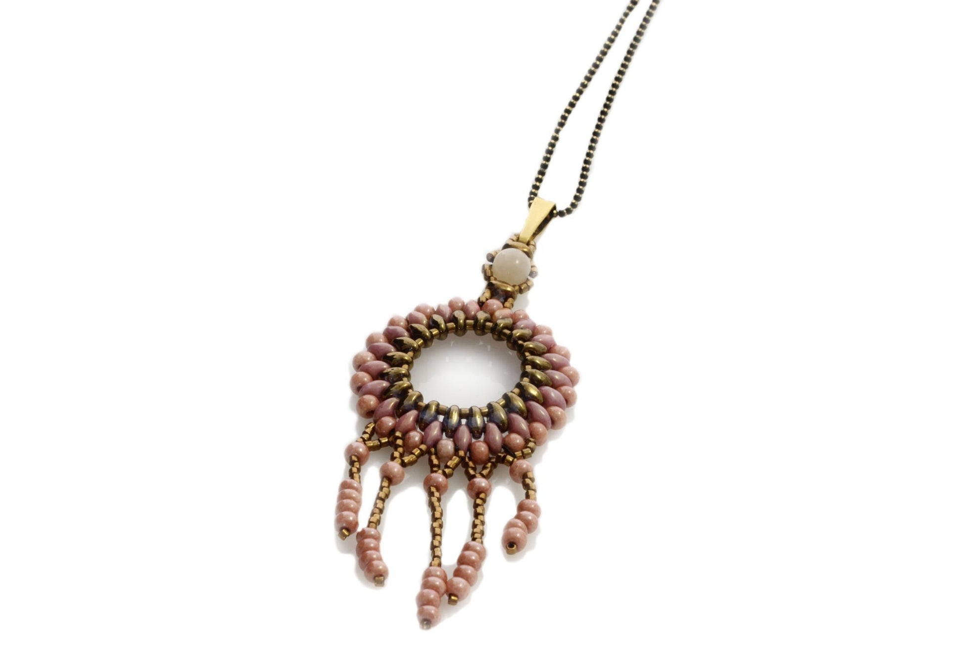 Circle of Life White Pendant Long Necklace | KJ-296N/W | Artisan Necklace - Kalitheo Jewellery