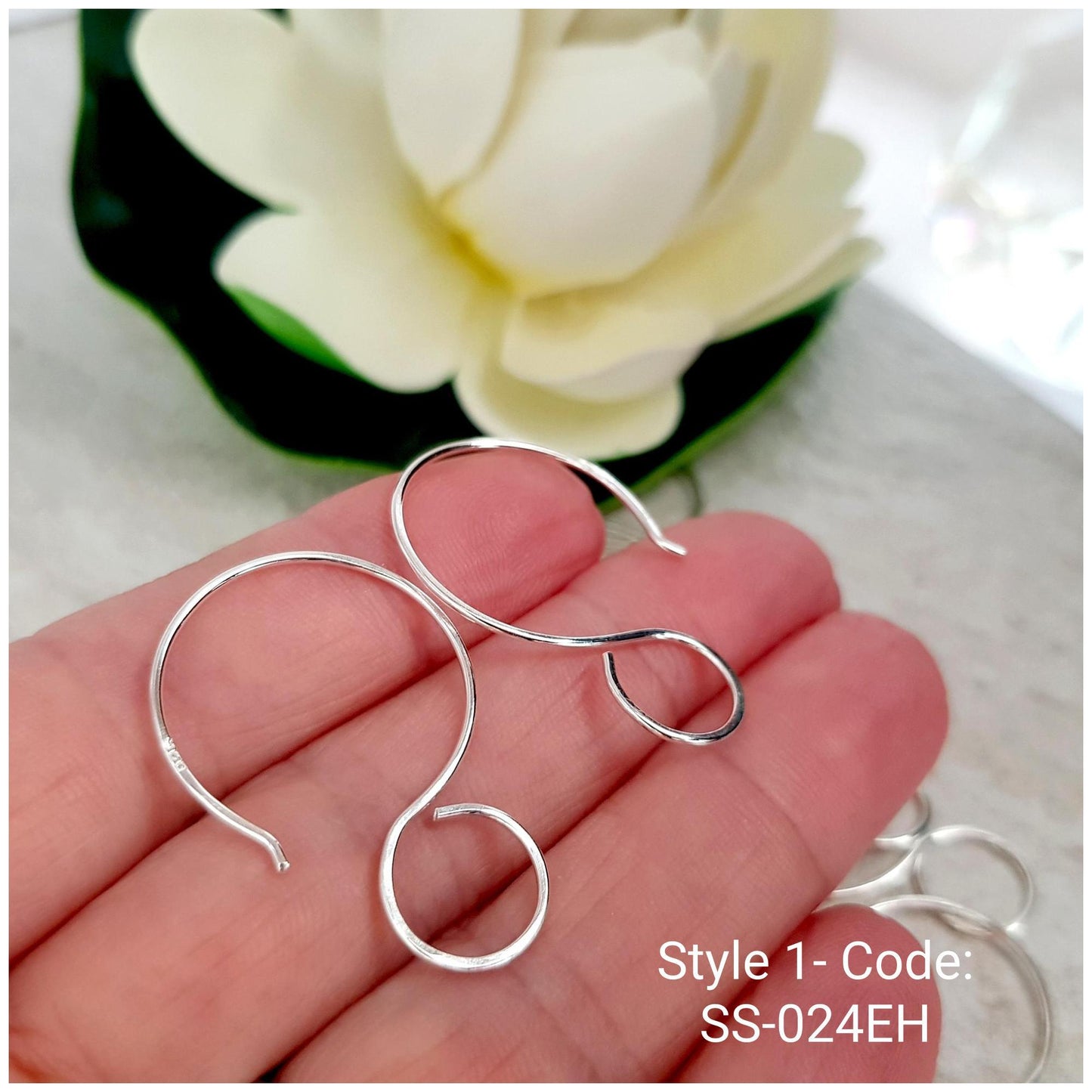 Handmade Silver 925 Large Hanging Loop Earring Wires for Polymer, Resin and Wood Design Earrings - Kalitheo Earring Findings