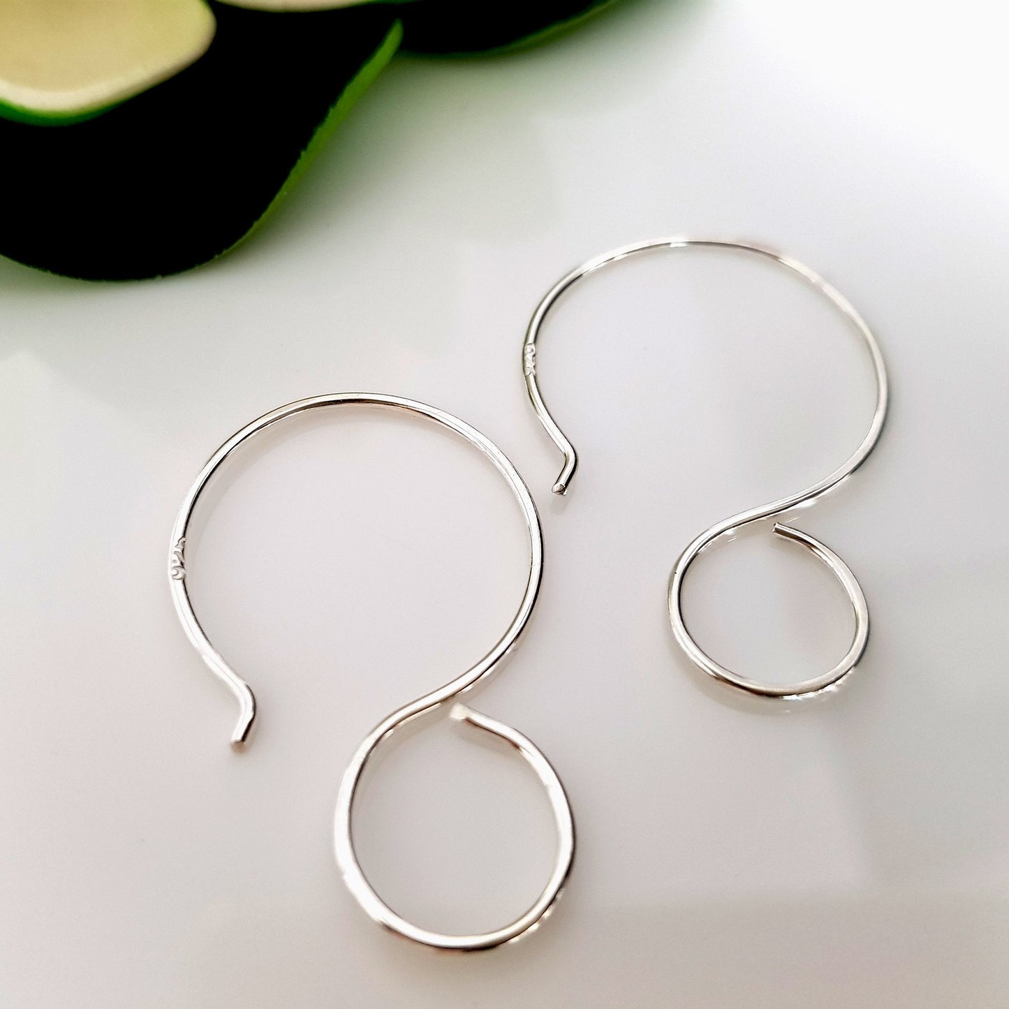 Handmade Silver 925 Large Hanging Loop Earring Wires for Polymer, Resin and Wood Design Earrings - Kalitheo Earring Findings