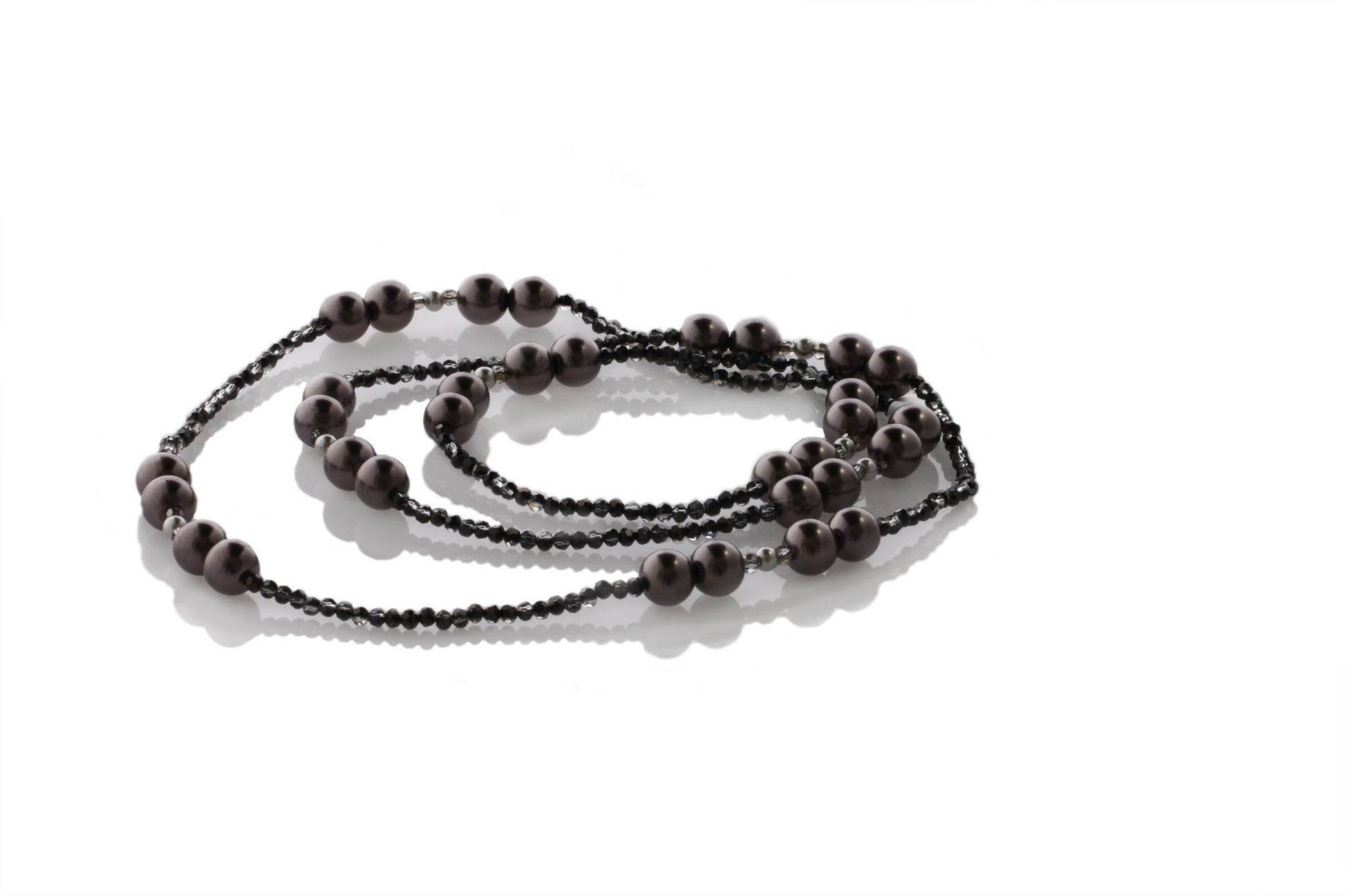 KTC-323 Glass Pearl Burgundy and Crystal Long Necklace - Kalitheo Jewellery
