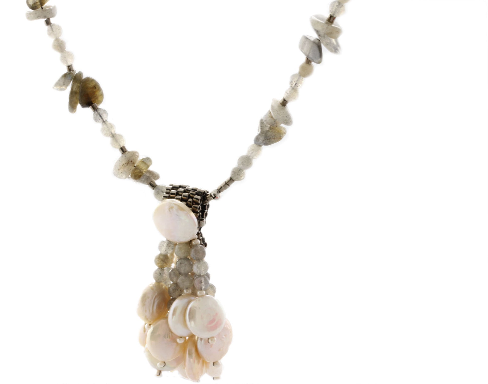 Ocean Princess - Freshwater Pearls & Labradorite | KJ-327N Handmade Necklace - Kalitheo Jewellery