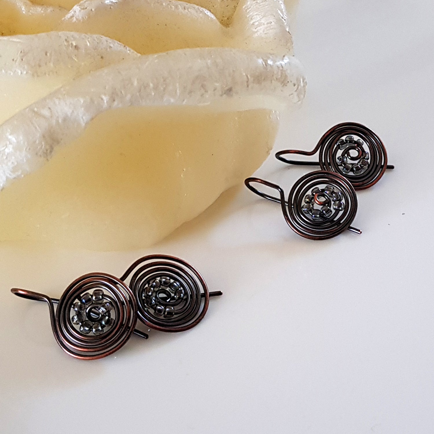 Oxidized Copper Wire Earrings | (KJ-401E) Handmade Earrings - Kalitheo Jewellery