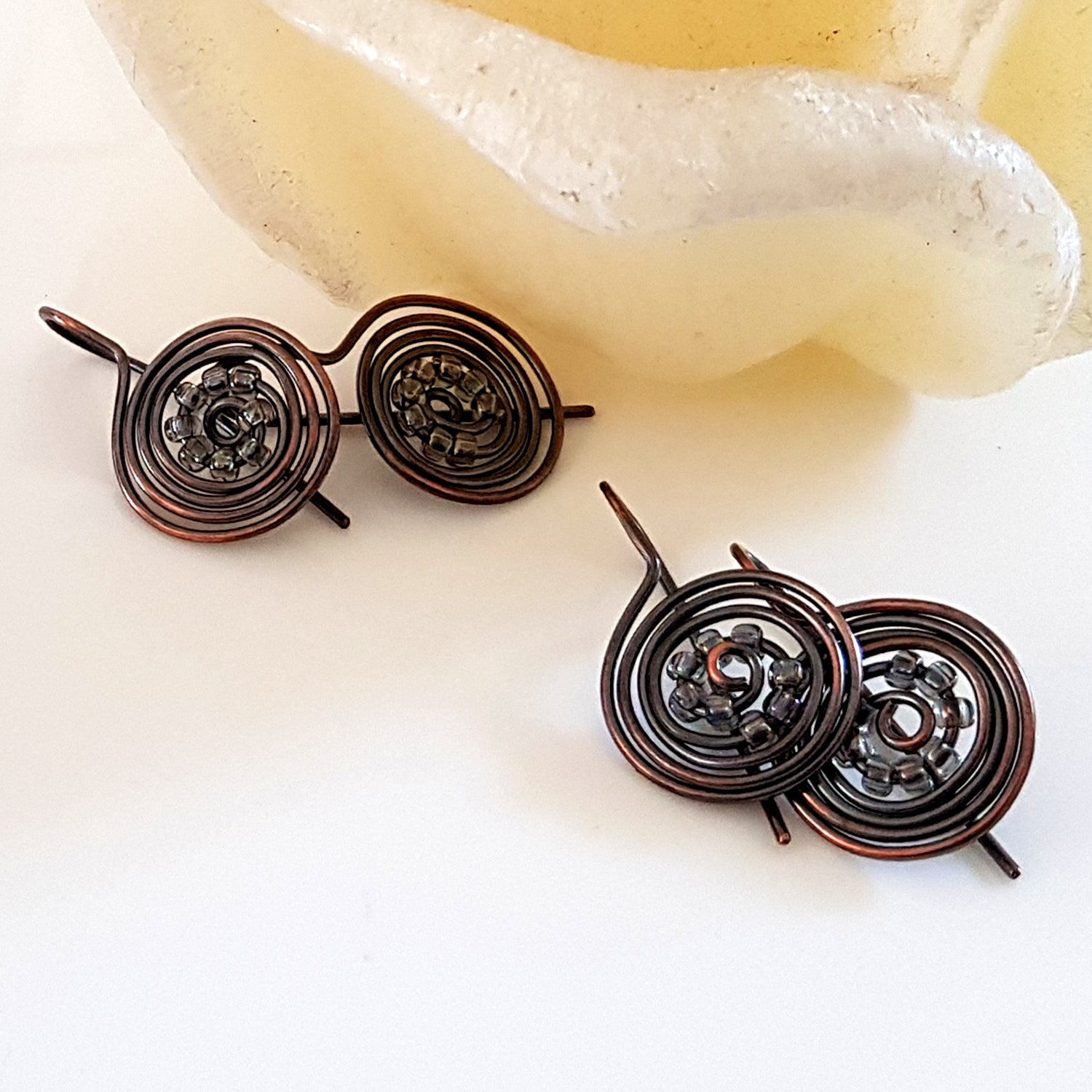 Small Stud Earrings Handmade Copper Wire And Beads Jewelry Stock Photo   Download Image Now  iStock