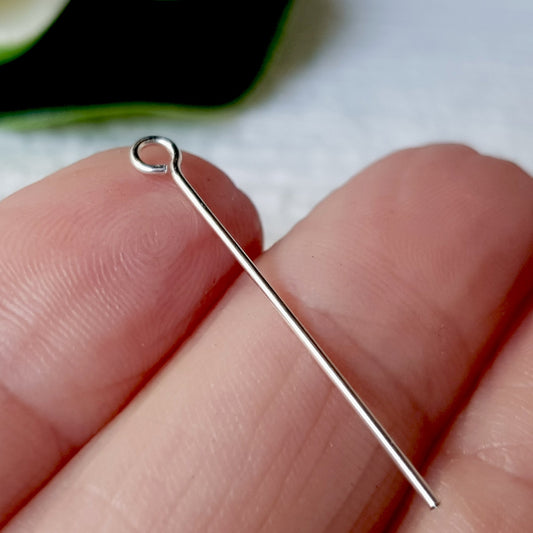 Eye Pins 30mm - 21 gauge (0.7mm) Sterling Silver | SS-GF730/EP | Jewellery Making Supply - Kalitheo 