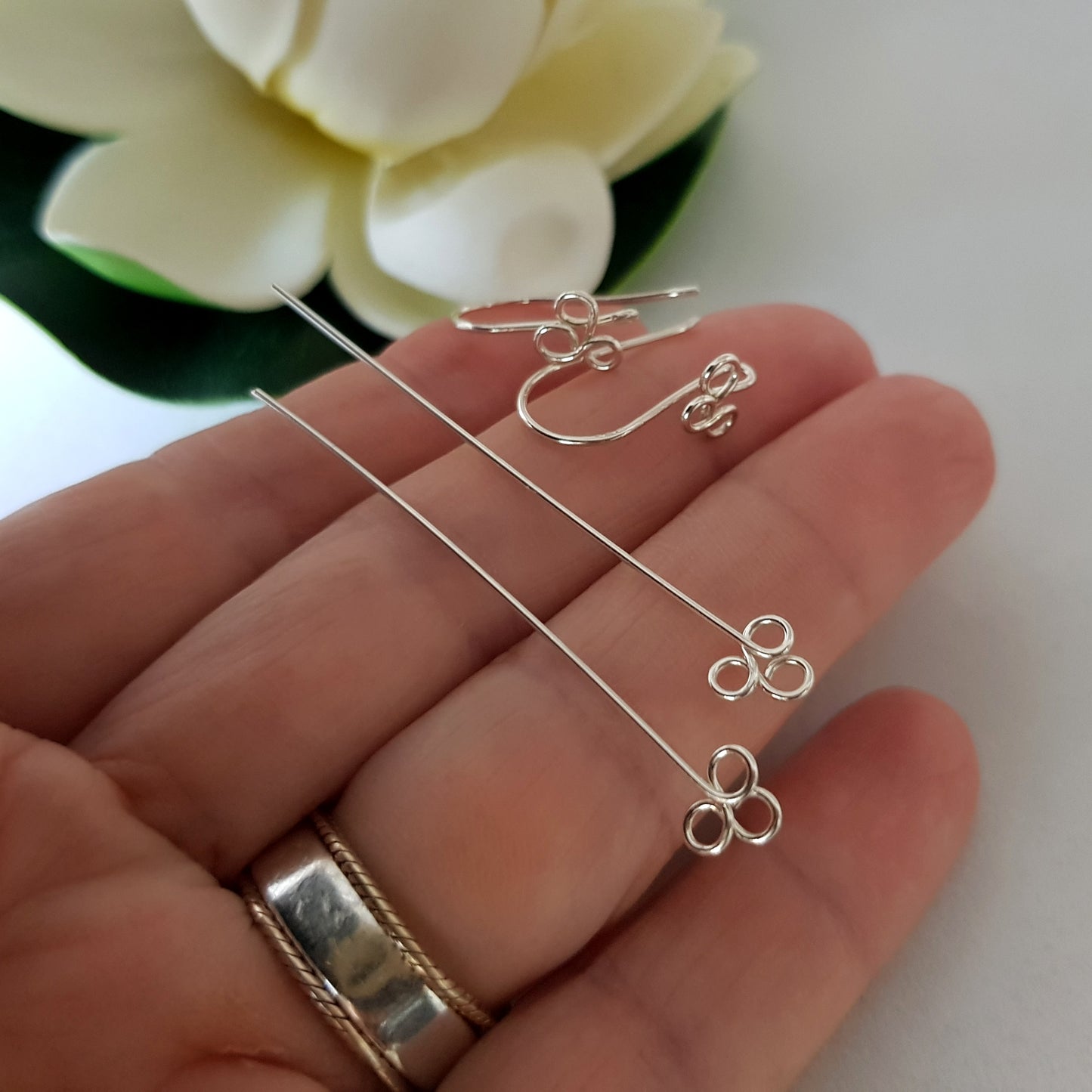 Ear Hook & Headpin Set [10 Pairs] Fancy Clover Solid Sterling Silver | SS-029cEHset | Earring Making Supply